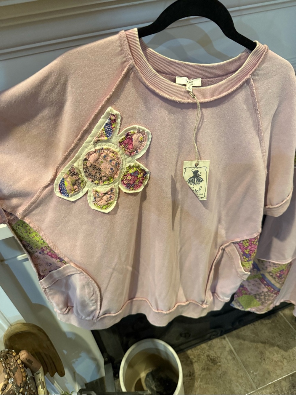 easel Pink Floral Patch Pocket Pantsuit Set - Picture 3 of 6
